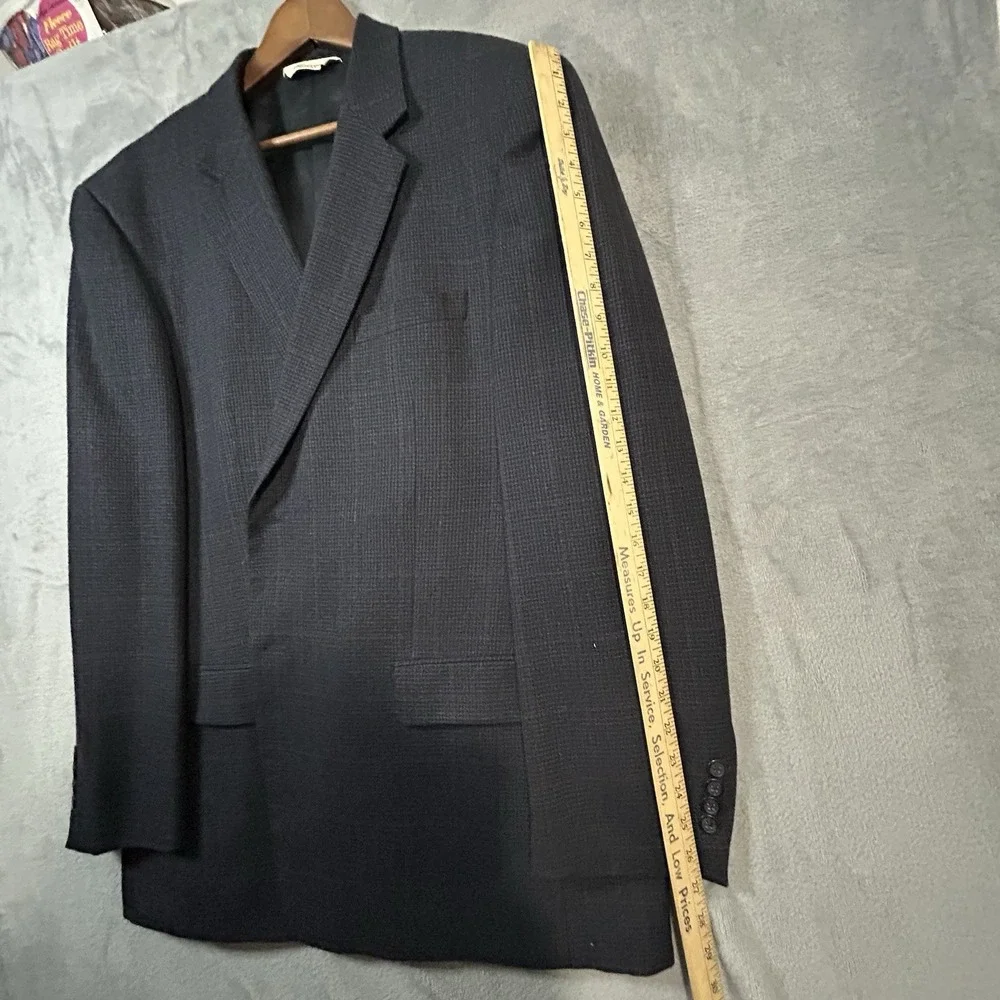 Pronto‎ Uomo Blazer Mens 48L Lambswool Sport Coat Gray Herringbone 2 Button
